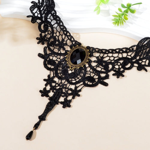 Vintage Gothic Black Hollow Lace Choker Tattoo Collar Necklace Cosplay