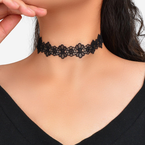 Halloween Retro Gothic Style Necklace Black Flower Lace Neck Chain