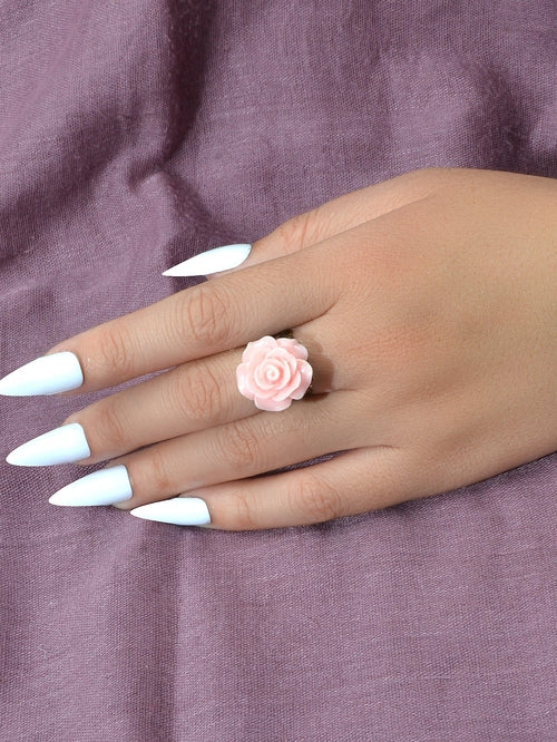 Retro Gothic Jewellery Resin Flower Open Cuff Finger Ring Antique