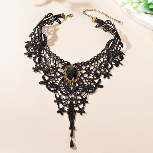 Vintage Gothic Black Hollow Lace Choker Tattoo Collar Necklace Cosplay