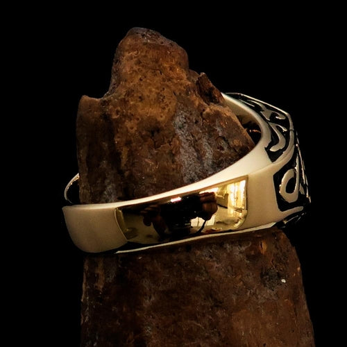 Excellent crafted Men's Celtic Crest Ring Antiqued - Brass
