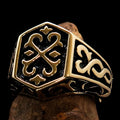 Excellent crafted Men's Celtic Crest Ring Antiqued - Brass